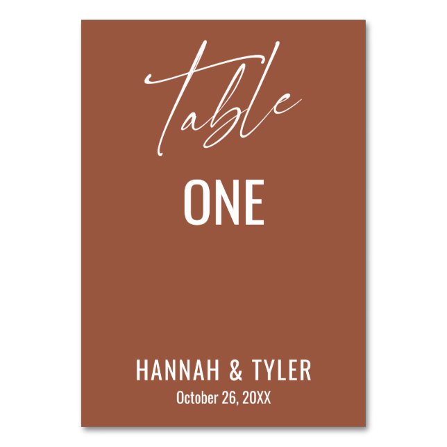 Contemporary Simple Elegant Terracotta  Table Number (Front)