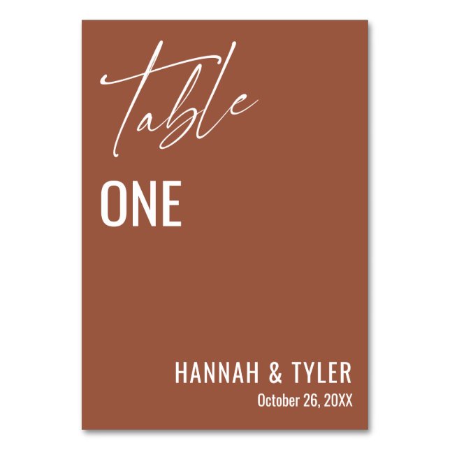 Contemporary Simple Elegant Terracotta  Table Number (Front)