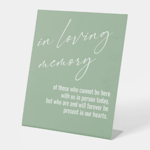 Contemporary, Simple In Loving Memory Sage Green Pedestal Sign