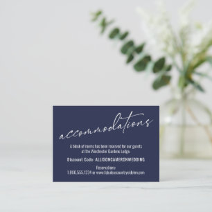 Contemporary Simple Navy Blue Accommodations Enclosure Card