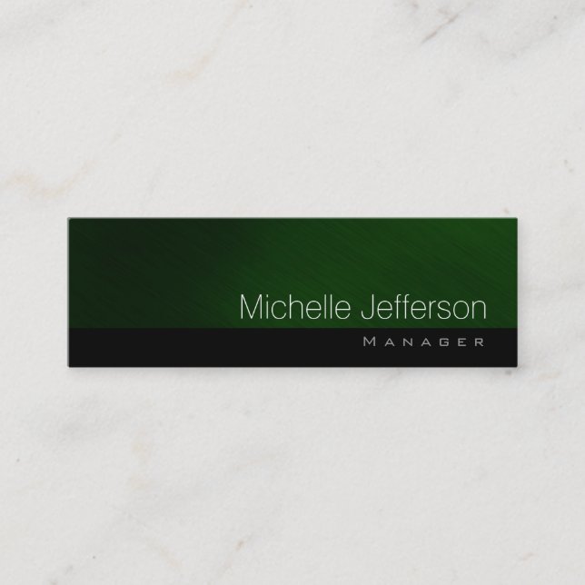 Contemporary Skinny Green Black Business Card (Front)