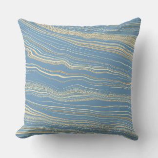 Contemporary Slate Blue, Tan, Linen Pattern Cushion