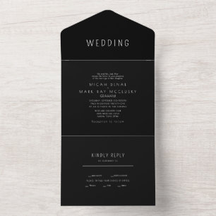 Contemporary Sleek B/W Wedding All In One Invitation