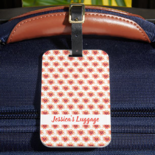 Contemporary Soft Coral Floral Luggage Tag