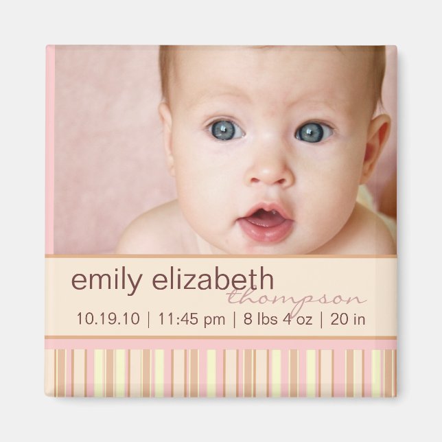 Contemporary Stripe Baby Photo Magnet (Front)