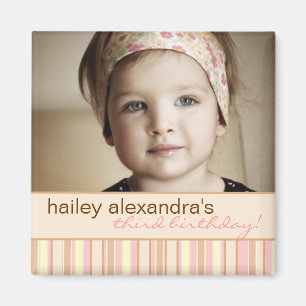 Contemporary Stripe Birthday Photo Magnet