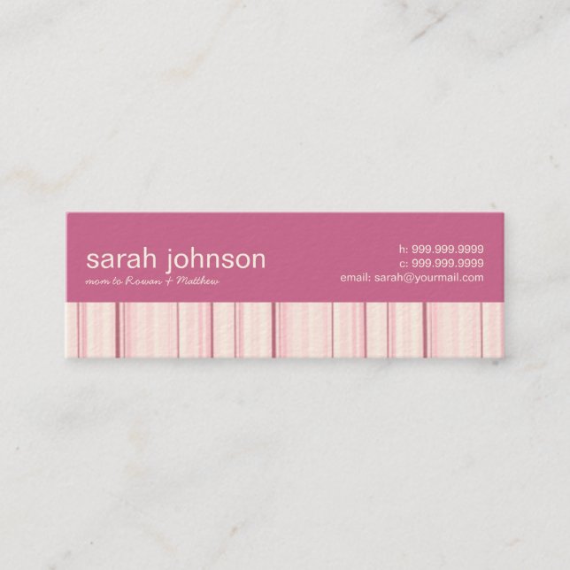 Contemporary Stripes Mummy Calling Card (Front)