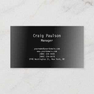 Contemporary Stylish Plain Black Grey Business Card