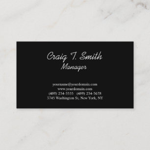 Contemporary Stylish Plain Black White Business Card