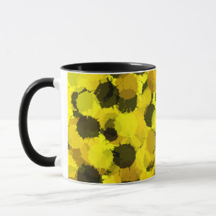 Contemporary Sunflower Abstract Dots Yellow Nature Mug
