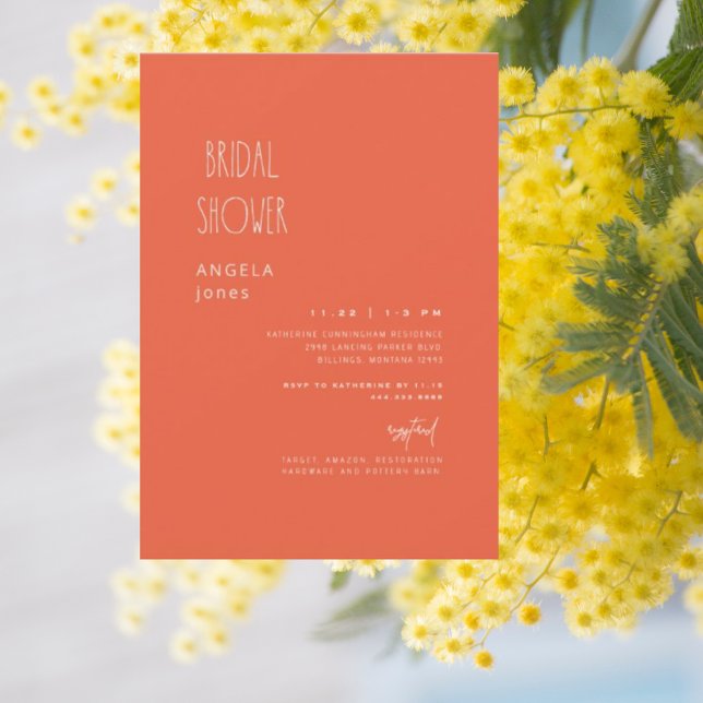 Contemporary Tangerine Bridal Shower  Invitation (Creator Uploaded)