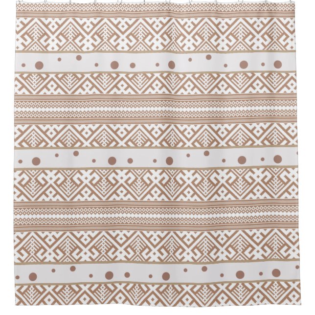 Contemporary Taupe, Linen, Brown Patterned  Shower Curtain (Front)
