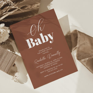 Contemporary Terracotta Baby Shower Invitation