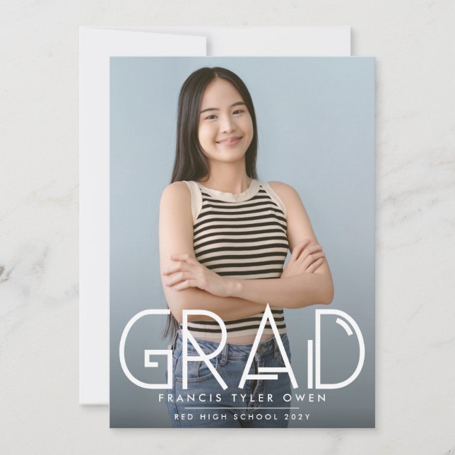 Contemporary Text GRAD with Photo | Class of Announcement (Front)