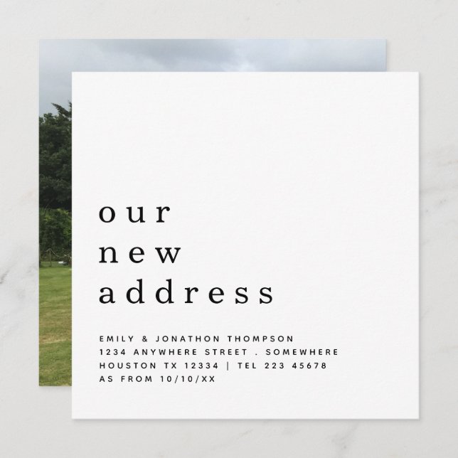 Contemporary Text Photo Moving New Address Details Announcement (Front/Back)