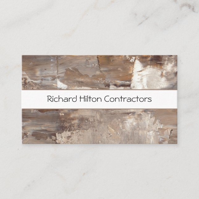 Contemporary Textured Contractor Business Card (Front)