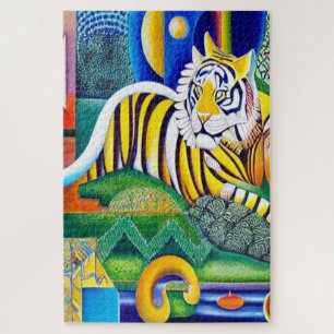 Contemporary Tiger Art - Eye-Catching Decor Jigsaw Puzzle