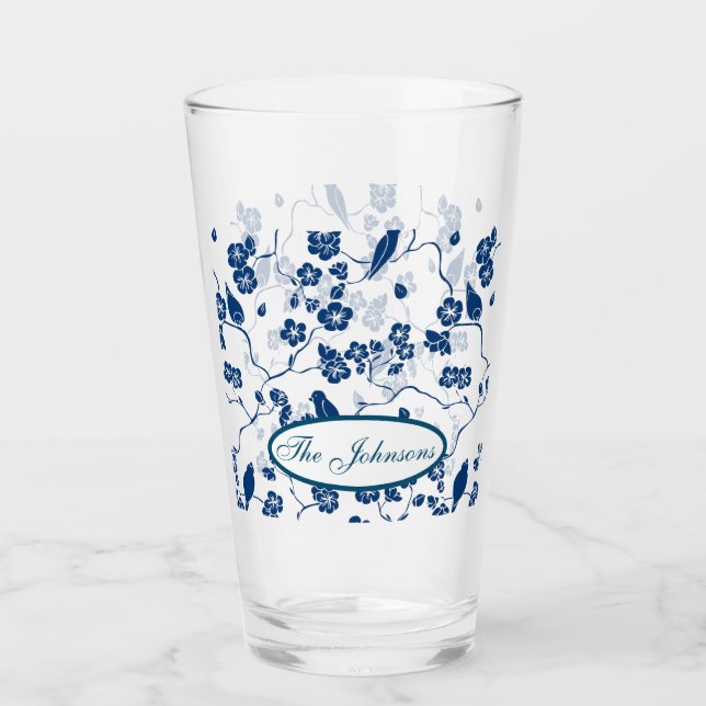 Contemporary Toile Birds & Florals Glass (Front)