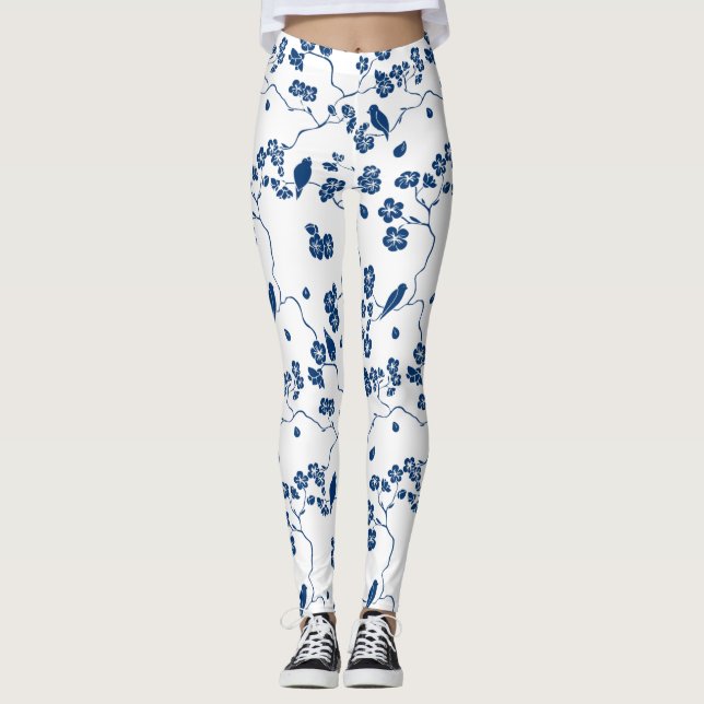 Contemporary Toile Birds & Florals Leggings (Front)