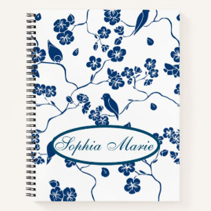 Contemporary Toile Birds & Florals Notebook
