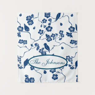 Contemporary Toile Birds & Florals Tapestry