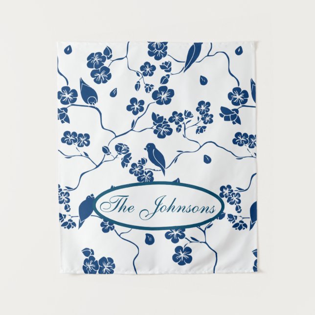 Contemporary Toile Birds & Florals Tapestry (Front)