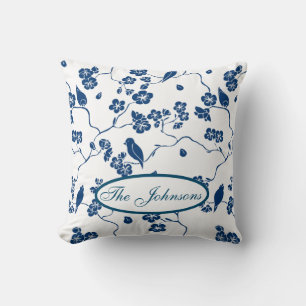 Contemporary Toile  Birds & Florals Throw Pillow
