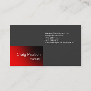 Contemporary Trend Grey Red Charming Business Card