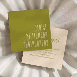 Contemporary Trendy Chic Bold Typography Green Square Business Card