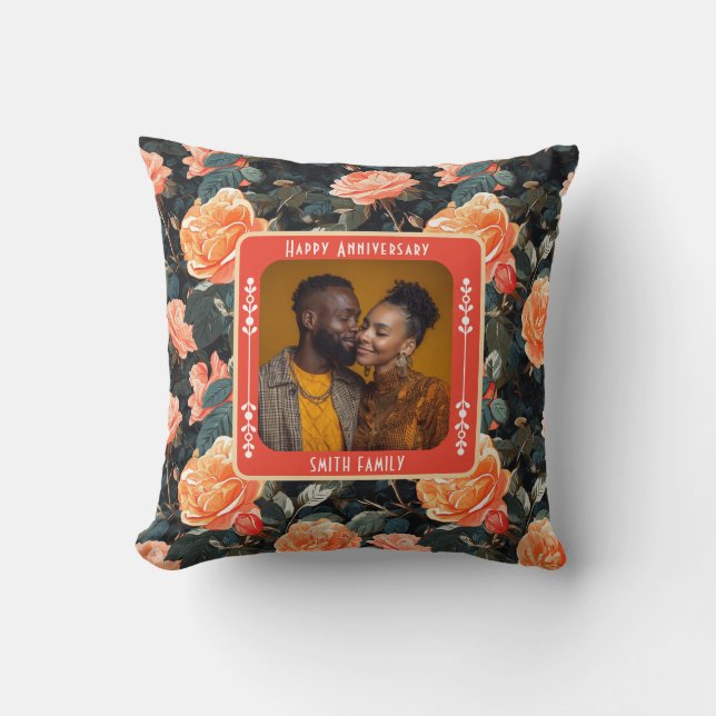 Contemporary True Love  Anniversary Throw Pillow (Front)