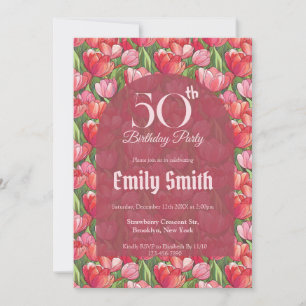 Contemporary Tulip Inspired 60Th Birthday Invitation