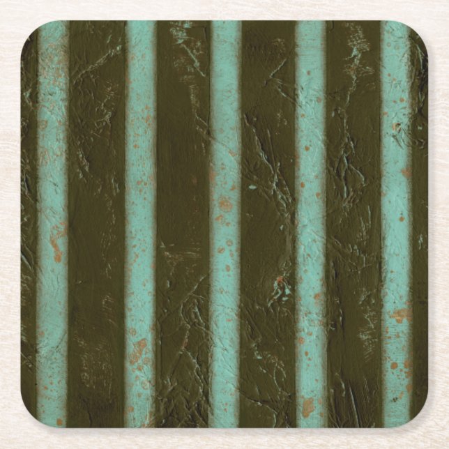 Contemporary Turquoise Air Grate Square Paper Coaster (Front)