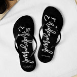 Contemporary Typography "Bridesmaid" Thongs<br><div class="desc">Personalised Bridal party flip-flops featuring an stylish and trendy script typography. Customise with the bride and groom's monogram, wedding date, and bridesmaid's name for a one of a kind design! Looking for a custom colour? No problem! Just send your request to heartlockedstudio at gmail dot com and we'll get back...</div>