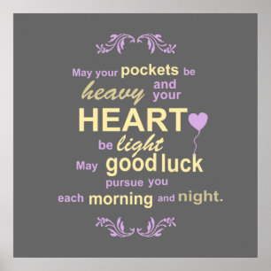 Contemporary Typography Irish Blessing in Grey Poster