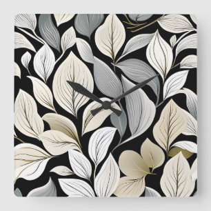 Contemporary Waldorf Leaf Pattern Artwork  Square Wall Clock