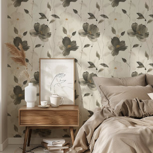 Contemporary Wallpapers Floral Charm Black & Beige