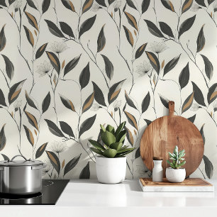 Contemporary Wallpapers Floral Charm Black & Beige