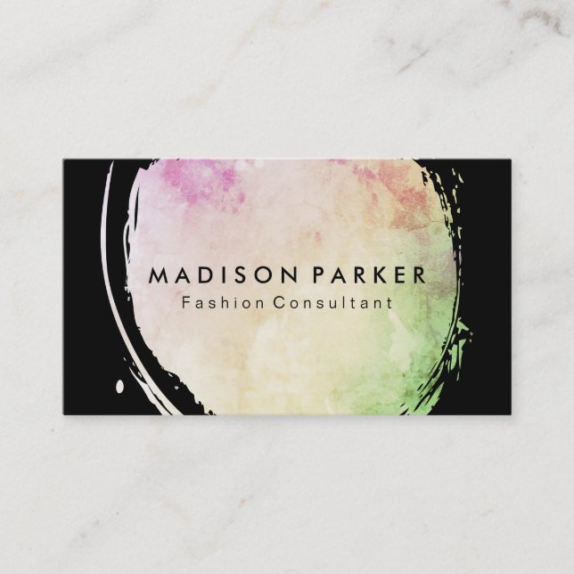 Contemporary Watercolor Brushed Business Card (Front)