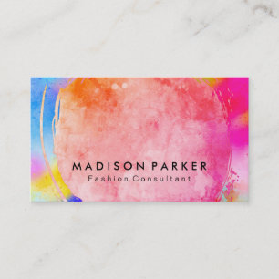 Contemporary Watercolor Brushed Vibrant Business Card