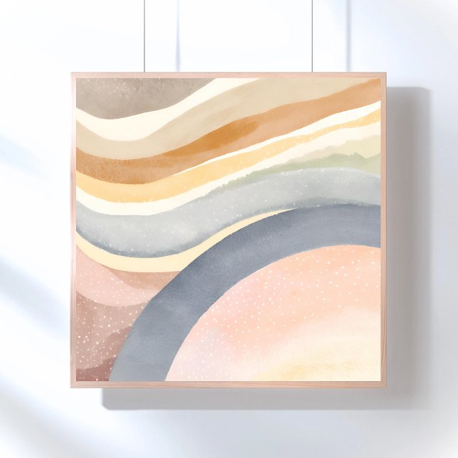 Contemporary Waves | Neutral Modern Watercolor Poster (Creator Uploaded)