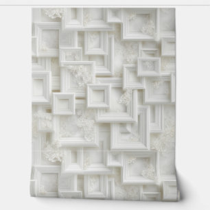 Contemporary White Box with Abstract Florals Wallpaper