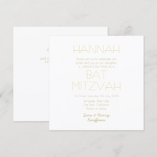 Contemporary  White Gold BAT BAR MITZVAH Classic Invitation