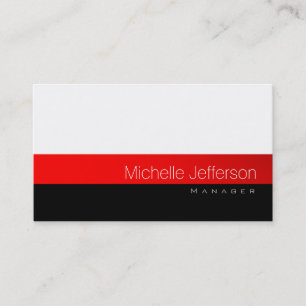 Contemporary White Red Black Grey Business Card