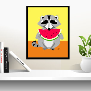 Contemporary Wildlife Raccoon Art Poster