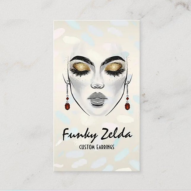 contemporary woman's face earring card (Creator Uploaded)