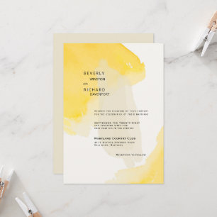 Contemporary Yellow & Cream Paint Swash Wedding II Invitation