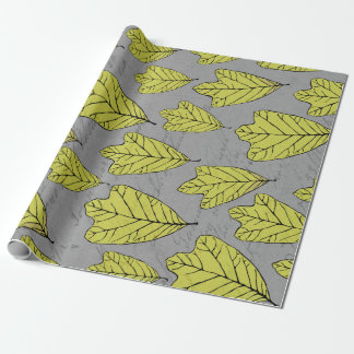 Contemporary Yellow Oak Leaves Collage Wrapping Paper