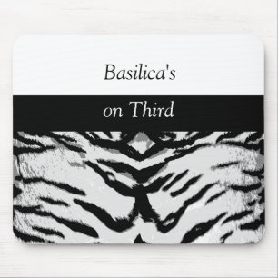 Contemporary Zebra Stripe Black and White Mousepad