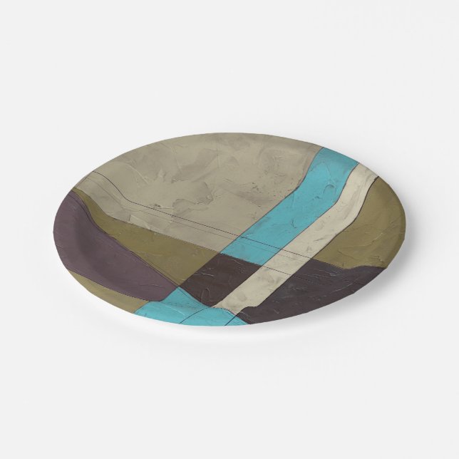 Contemporay Minimalist Painting with Deep Colour Paper Plate (Angled)