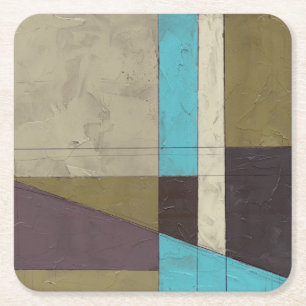 Contemporay Minimalist Painting with Deep Colour Square Paper Coaster